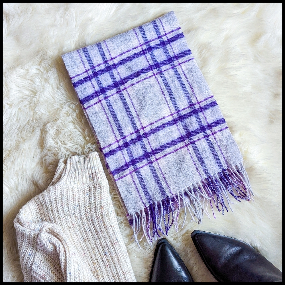 Final Price EUC Ballantrae Edinburg 100% Lambswool Plaid Scarf in Purple